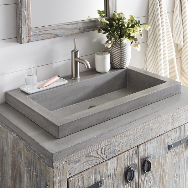 36" NativeStone Concrete Vanity Top Trough 3019 Sink Cutout (Top Only) Overstock 31573213